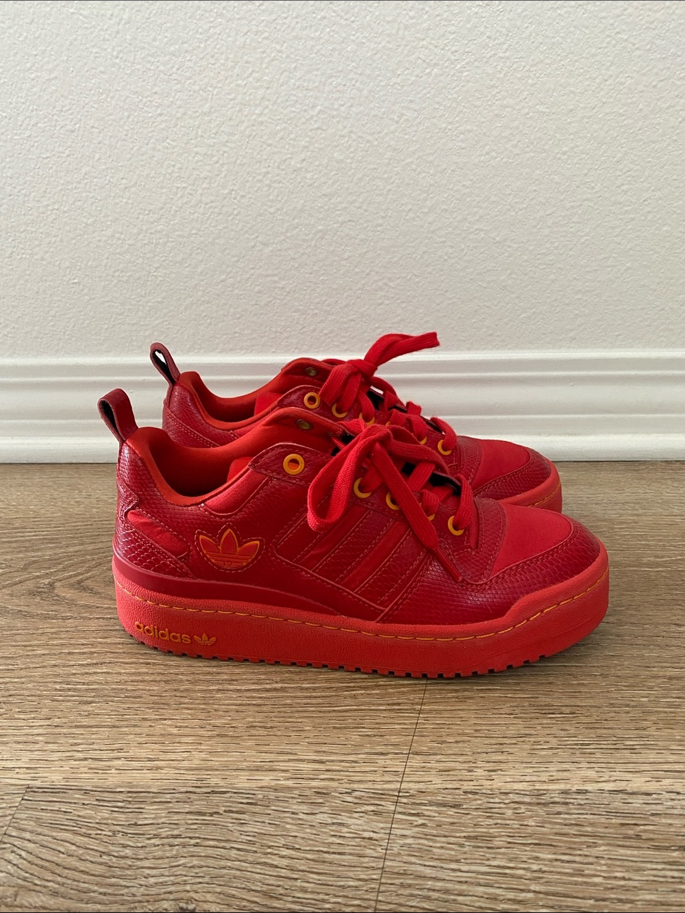 Adidas Red Lace-Up Sneakers